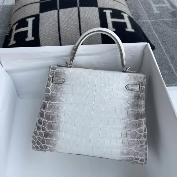 Handmade Hermes Himalaya Crocodile Leather Kelly 25CM Silver Hardware