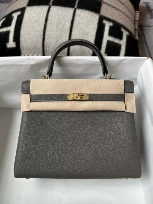 Taiwan Hermes 8F Etain Kelly 25CM Togo Leather Gold Hardware