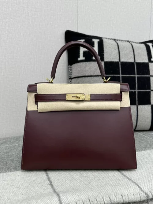 Hong Kong Hermes CK55 Rouge H Box Leather Kelly Sellier 28CM Gold Hardware