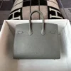 Handmade Hermes 0L Gris Meyer Birkin Sellier 25CM Epsom Leather Gold Hardware