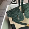 Hermes 6O Vert Cypres Birkin Touch 30CM Togo Leather / Matte Alligator Gold Hardware