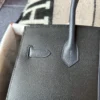 Handmade Hermes Noir / Blue India/ Blue Frida Epsom Birkin Sellier 30CM Silver Hardware