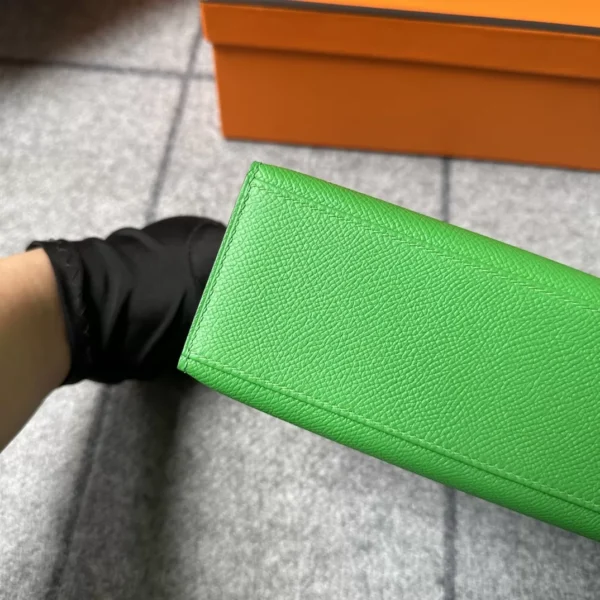 Hermes 1K Bambou Epsom Leather Kelly Pochette 22CM Silver Hardware