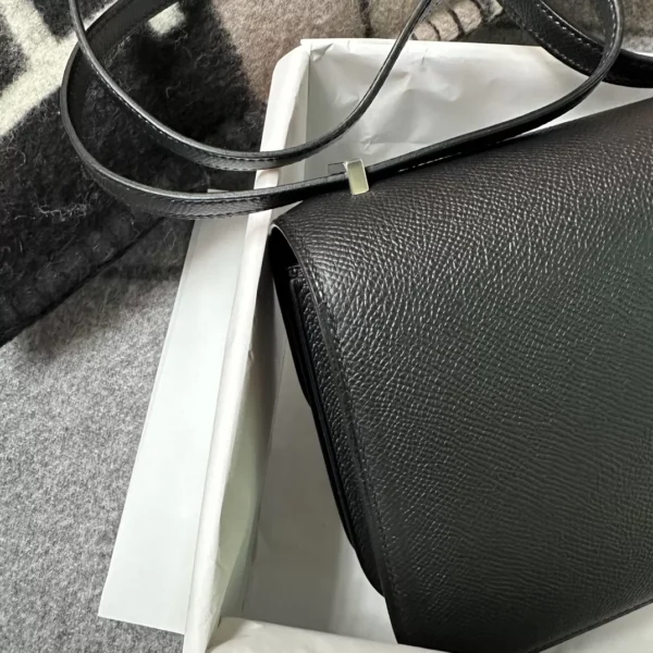 Handmade Epsom Leather Constance 18CM Mirror Style 89 Noir Silver Hardware