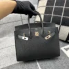 Hermes Epsom Leather Birkin 25CM Sellier 89 Noir Rose Gold Hardware