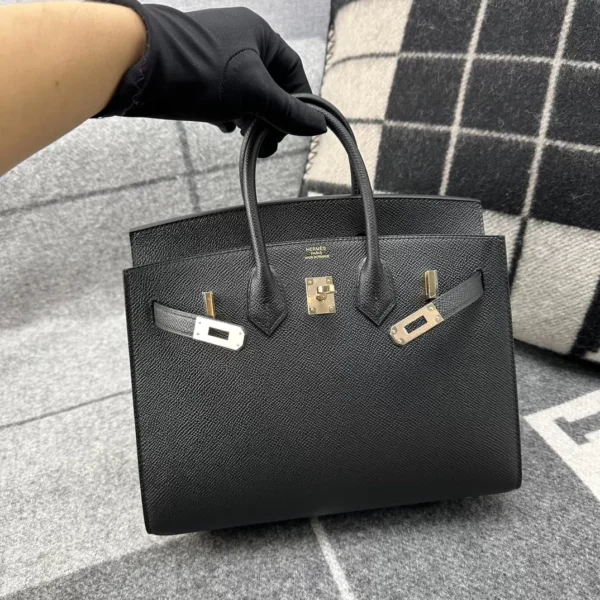 67dab8c999fe087-jpg Hermes Epsom Leather Birkin 25CM Sellier 89 Noir Rose Gold Hardware