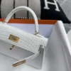 Singapore Kuala Lumpur Hermes Matte Alligator Mini Kelly 19CM 01 Blanc Gold Hardware