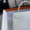 Singapore Kuala Lumpur Hermes Matte Alligator Mini Kelly 19CM 01 Blanc Gold Hardware