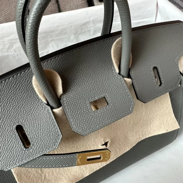 86c393be0a92cbd-jpg Handmade Hermes 0L Gris Meyer Birkin Sellier 25CM Epsom Leather Gold Hardware