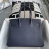 Hermes 2Z Blue Nuit Togo Leather Birkin 30CM Silver Hardware