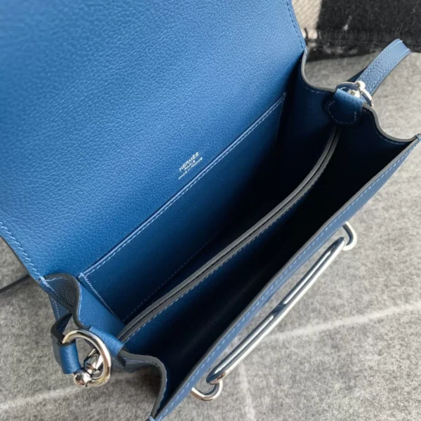 USA Los Angeles Hermes S4 Deep Blue Roulis 19CM Evercolor Leather Silver Hardware