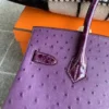 Canada Ottawa Hermes Birkin 30CM P9 Anemone Ostrich / Shiny Crocodile Silver Hardware