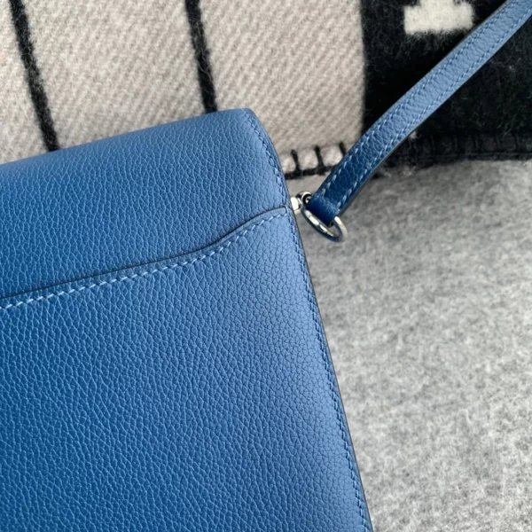 USA Los Angeles Hermes S4 Deep Blue Roulis 19CM Evercolor Leather Silver Hardware
