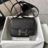 Handmade Epsom Leather Constance 18CM Mirror Style 89 Noir Silver Hardware