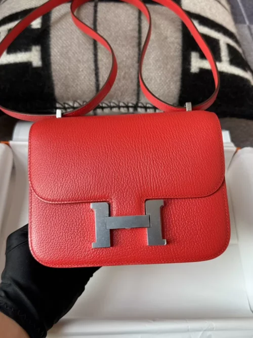Full Handmade Constance 18CM S3 Rouge De Coeur Chevre Leather Silver Hardware