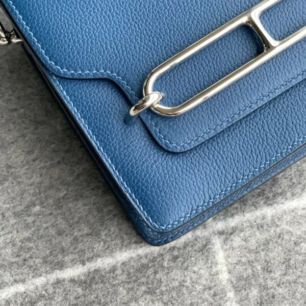 USA Los Angeles Hermes S4 Deep Blue Roulis 19CM Evercolor Leather Silver Hardware