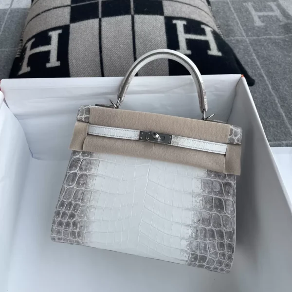 Handmade Hermes Himalaya Crocodile Leather Kelly 25CM Silver Hardware