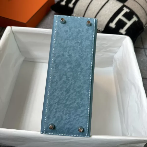 Hermes Boutique Epsom Kelly Sellier 25CM CK75 Blue Jean Silver Hardware