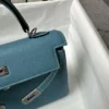 Handmade Hermes 75 Blue Jean Togo Leather Kelly 25CM Silver Hardware