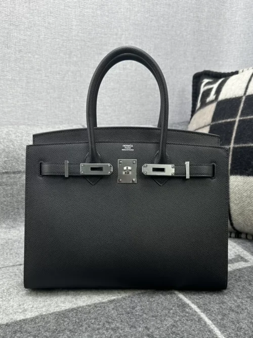 Taiwan Hermes 89 Noir Birkin 30CM Sellier Epsom Leather Silver Hardware