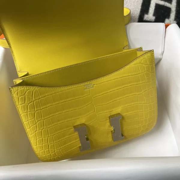 New Arrival Matte Niloticus Crocodile Constance 24CM Mimosa Silver Hardware