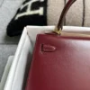 USA New York Hermes Box Leather Kelly Sellier 25CM 57 Bordeaux Gold Hardware