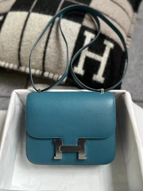 New Arrival Hermes Constance 18CM W0 Vert Bosphore Evercolor Leather Silver Hardware