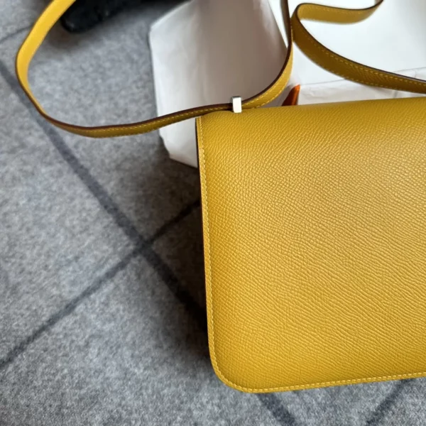 Handmade Hermes Epsom Leather Constance 18CM 9D Amber Silver Hardware