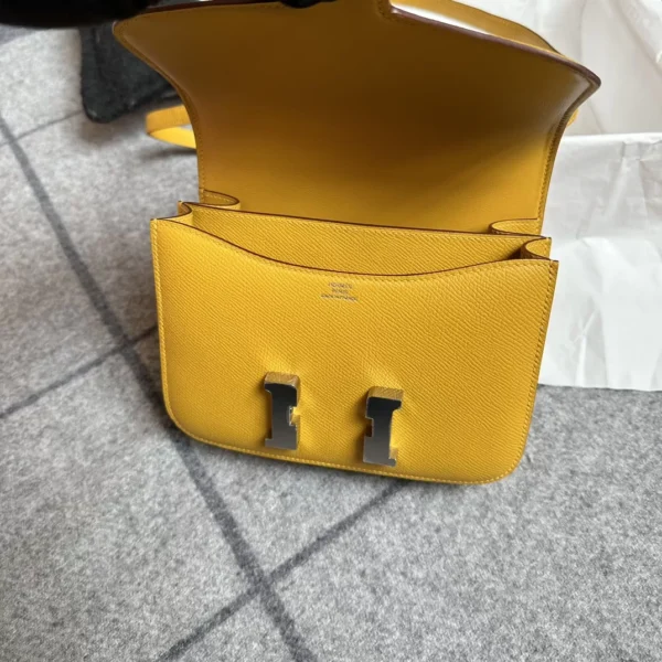 Handmade Hermes Epsom Leather Constance 18CM 9D Amber Silver Hardware