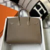 USA New York Hermes 18 Etoupe Epsom Birkin Sellier 25CM Silver Hardware