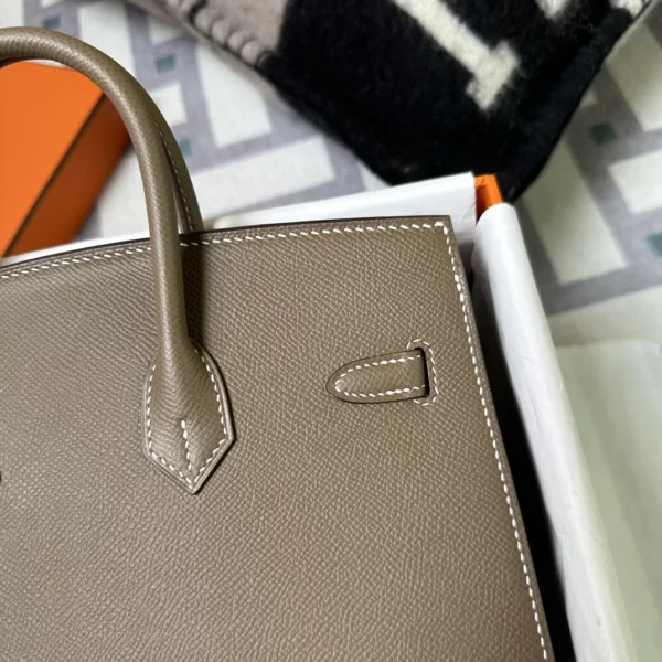 USA New York Hermes 18 Etoupe Epsom Birkin Sellier 25CM Silver Hardware