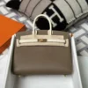 Special Order Hermes Epsom Birkin Sellier 25CM 18 Etoupe / 10 Craie Gold Hardware