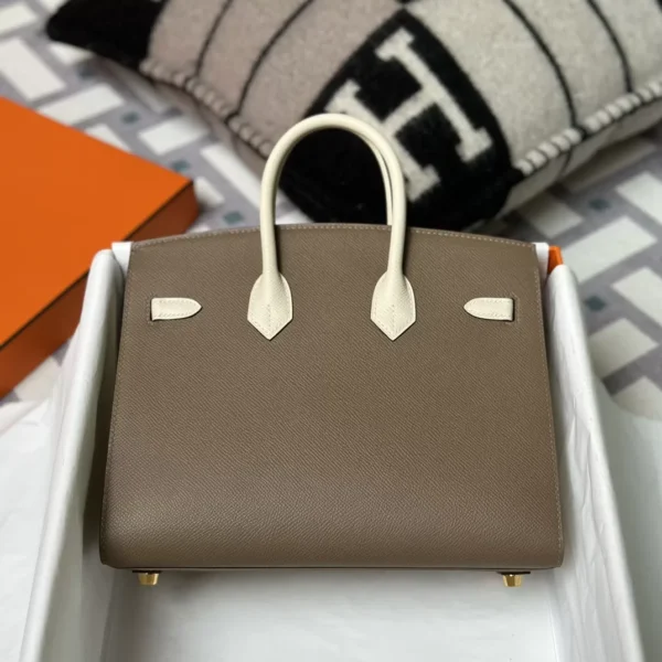 Special Order Hermes Epsom Birkin Sellier 25CM 18 Etoupe / 10 Craie Gold Hardware