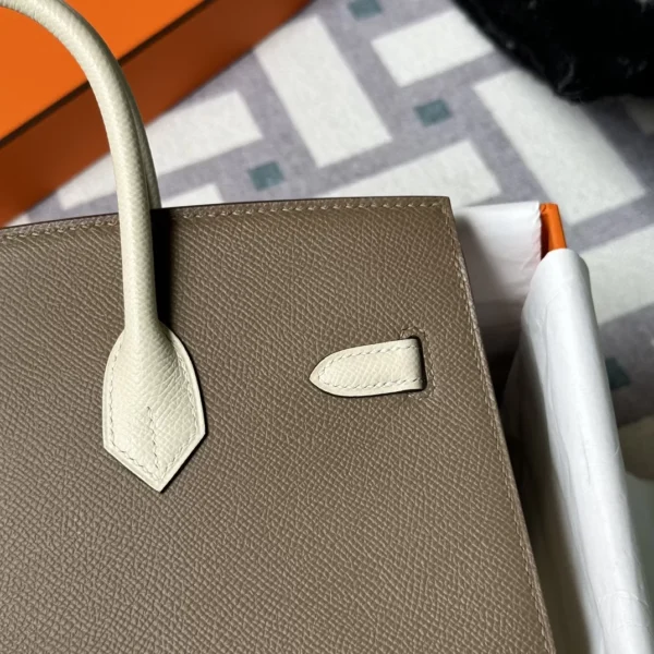 Special Order Hermes Epsom Birkin Sellier 25CM 18 Etoupe / 10 Craie Gold Hardware
