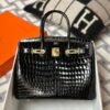 Kuwait Hermes Shiny Niloticus Crocodile 89 Noir Birkin 30CM Gold Hardware