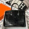 Kuwait Hermes Shiny Niloticus Crocodile 89 Noir Birkin 30CM Gold Hardware