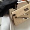 UAE Dubai Hermes Ostrich Leather Mini Kelly 19CM 3C Parchemin Silver Hardware