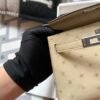 UAE Dubai Hermes Ostrich Leather Mini Kelly 19CM 3C Parchemin Silver Hardware