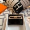 wsxc1715092977945_0 Russia Moscow Hermes Black Shiny Alligator Crocodile Mini Kelly 19 Gold Hardware