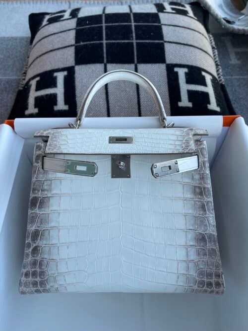 Russia Moscow Hermes Himalaya Crocodile Leather Kelly 28CM Silver Hardware