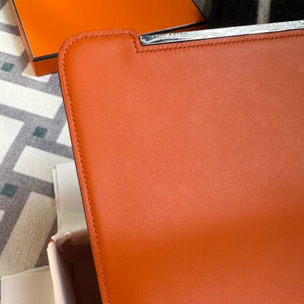 Indonesia Jakarta Hermes Chevre Leather 93 Orange Geta 20CM Silver Hardware