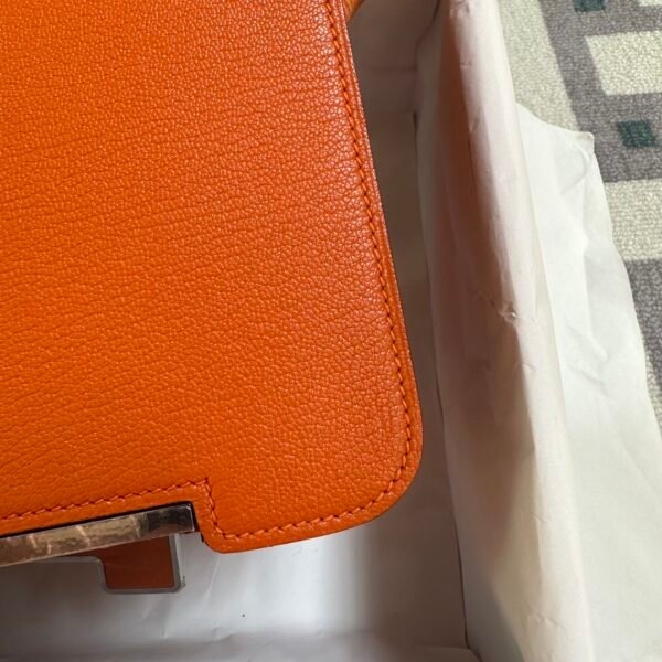 Indonesia Jakarta Hermes Chevre Leather 93 Orange Geta 20CM Silver Hardware