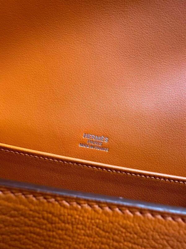 Indonesia Jakarta Hermes Chevre Leather 93 Orange Geta 20CM Silver Hardware