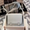 Taiwan Hermes 0T Blue Brume Chevre Leather Geta 20CM Silver Hardware