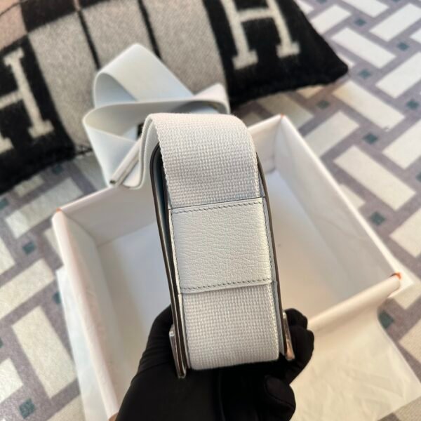 Taiwan Hermes 0T Blue Brume Chevre Leather Geta 20CM Silver Hardware