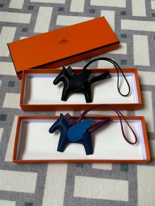 Hermes Rodeo Pegase PM Charms in 89 Noir & 2Z Blue Nuit Agneau Leather