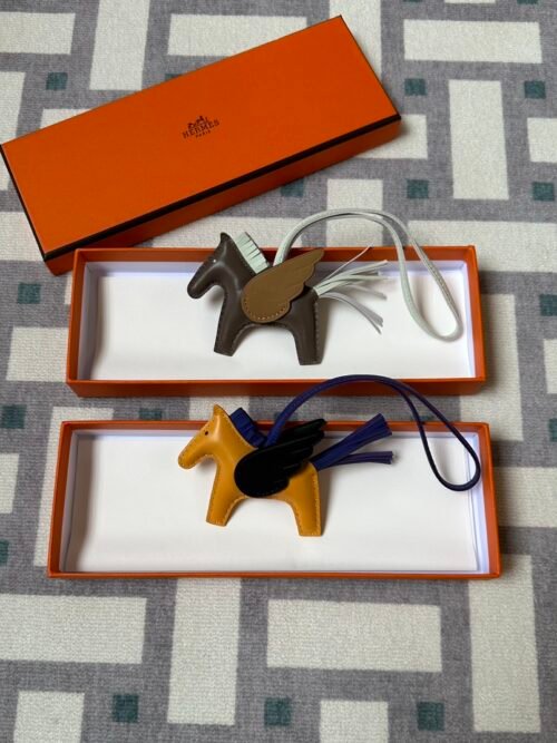 Hermes Bag Charms Rodeo Pegase PM Dark Coffee & Amber Agneau Leather