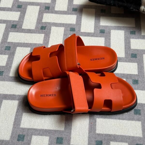 New Arrival Hermes Chypre Sandals Slippers Shoes 9J Feu Orange