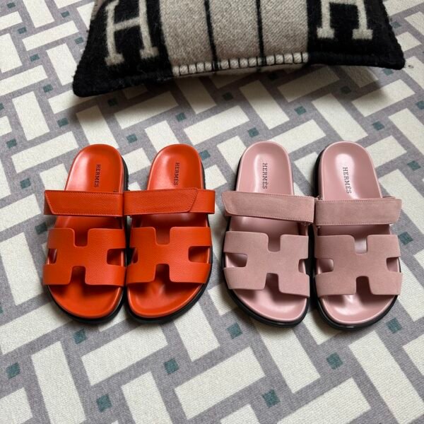 New Arrival Hermes Chypre Sandals Slippers Shoes 9J Feu Orange