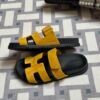 Hermes Shoes Images Chypre Sandals Sippers Jaune Amber & Noir